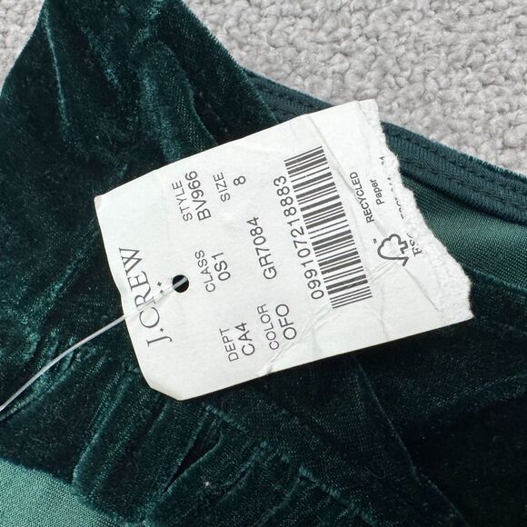 J.Crew Factory Velvet Sleeveless Tiered Midi Dress Women 8 Green Ruffle Neck NWT - Picture 6 of 15